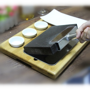 Chaude Steak <span class=keywords><strong>Plaque</strong></span> de Pierre Table Gril et Pierre De <span class=keywords><strong>Lave</strong></span> BARBECUE Intérieur Pierre à Griller par plateau en bambou - Product Image 3