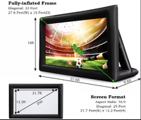 Grand écran de cinéma gonflable pour l'extérieur, écran de projection pour jardin, 20 x 16 pieds, PVC, souffleur d'air pour projection à longue portée