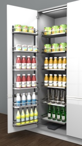 Custom Option Modern Kitchen Super Pantry Unit 450mm 300mm Pull Height Larder Chrome <b>Soft</b> Closing Slide Multi-Function BN <b>Wire</b> B - Product Image 2