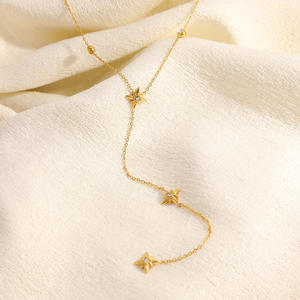 Collar con Colgante de Geometría Estelar, Chapado en Oro de 18k, Engaste Pavé, Cadena en Forma de Y, Joyería de Moda para Fiestas - Product Image 2