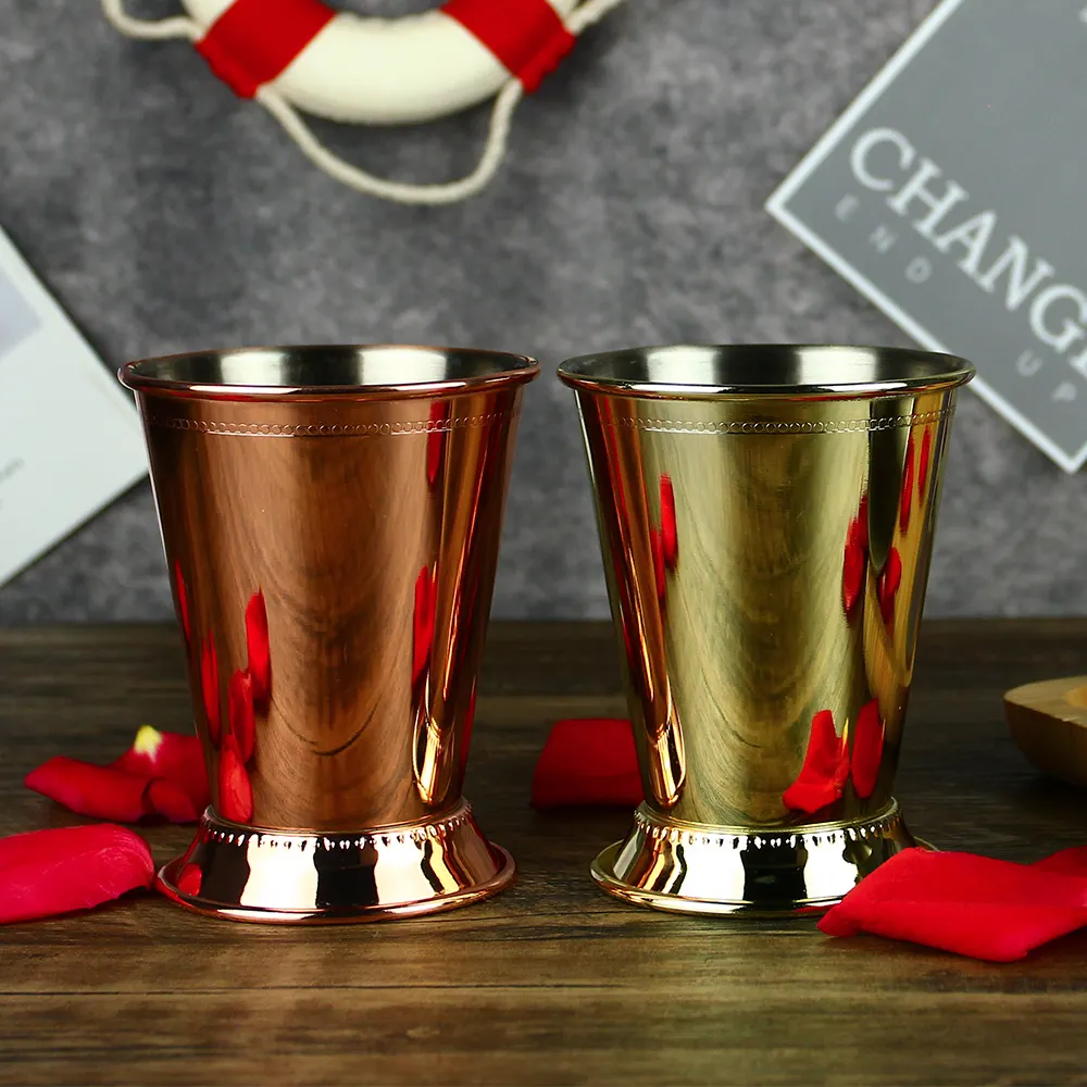 Custom Color Solid Metal Silver Cocktail Cup Bartender Mojito Drinking Moscow Mule Copper Stainless Steel Mint Julep Cups