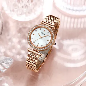 NEKTOM 2023不锈钢表带女式手表防水钻石石英手表女士方形表盘手表