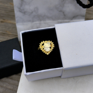 טבעות כפולות אופנתיות מפלדת אל-חלד מצופות זהב 18 קראט עם דמות מצוירת חמודה בהתאמה אישית, תכשיט לנשים, מתנה למסיבה - Product Image 4