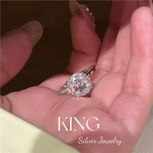 King <b>Silver</b> Jewelry S925 <b>Sterling</b> <b>Silver</b> <b>Ring</b> 3 Carat Diamond Design Wedding Women's Fine <b>Ring</b> - Product Image 3