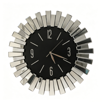 Horloge murale de luxe en verre miroir, design squelette moderne, mouvement silencieux à quartz, grande horloge décorative pour salon et maison
