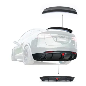 2021+ cmst brand carbon fiber rear spoiler for tesla model x front rear lip diffuser side skirts fender car parts accessories