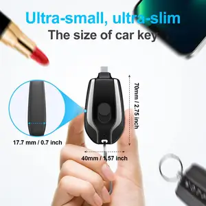 1700Mah Mini Power Nood Pod Snel Opladen Power Bank Accu Klein Type C Telefoonoplader Sleutelhanger Draagbare Oplader