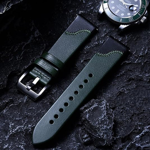 Correa de reloj de cuero de grano completo con costuras laterales para <span class=keywords><strong>hombre</strong></span>, compatible con relojes <span class=keywords><strong>Garmin</strong></span> - Product Image 5