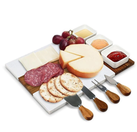 Ensemble de planches à charcuterie rectangulaires en bois d'acacia écologique, plateau de service à fromage en marbre, 11 pièces avec accessoires