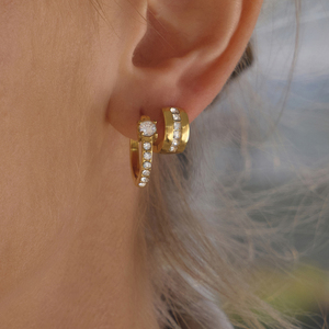 Orecchini a Cerchio Classici J&<span class=keywords><strong>D</strong></span> con Foglia di Strass, Placcati in <span class=keywords><strong>Oro</strong></span> 18K, Acciaio Inossidabile, Eleganti Orecchini a Foglia con Strass - Product Image 3