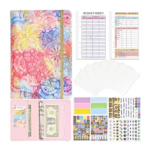 Fábrica personalizada planificación diaria estilo sobre de efectivo cuero PU con diseño de hojas sueltas libro de presupuesto de ahorro de costos