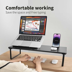 Kim loại màn hình đứng Riser và máy tính bàn tổ chức cho máy tính xách tay, máy tính, <span class=keywords><strong>iMac</strong></span>, đen - Product Image 3