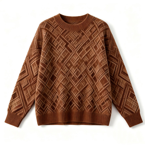 Suéter de Punto Trenzado con Cuello Redondo para Mujer, Diseño Personalizado OEM ODM, 100% Mezcla de Lana, Jersey de Invierno con Servicio de Etiqueta Privada - Product Image 6