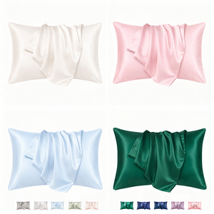 Taie d'oreiller en <span class=keywords><strong>satin</strong></span> lisse, vente en gros du fabricant, housse de <span class=keywords><strong>coussin</strong></span> de lit, fermeture éclair cachée - Product Image 1