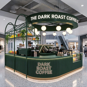 Vitrine en verre LED personnalisée, bar à expresso, station de café gourmet, comptoir de service, design pour boulangerie-café - Product Image 1