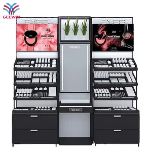Retail Shop Cosmetic Display Shelf And Rack Storage Design Beauty Products Makeup Wall Mount Display Cabinets