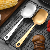 Accessoires de cuisine de haute qualité or Long manche 304 cuillère à soupe ronde en acier inoxydable servant une cuillère à fente pour Buffet Restaurant
