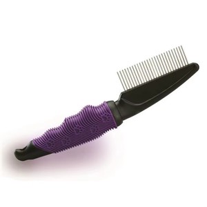 <b>Pet</b> Grooming Comb Stainless Steel Simple for Cats with Ergonomic Purple Handle - Product Image 1