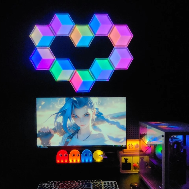 3D Smart Visual Quantum Light Panel Ultra-Thin RGB Gaming Wall Lights Music Sync APP Control for PC Setup Ambient Night Light