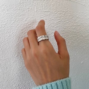 S925 Sterling Silver Minimalist Irregular Textured River Shape <b>Open</b> <b>Ring</b> For Women Index Finger Everyday Wear - Product Image 5