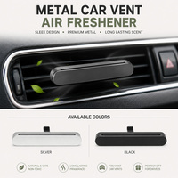 Diffuseur de parfum solide pour voiture en aluminium, clip de ventilation, mince et rechargeable, avec 5 bâtonnets de recharge