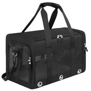 Bolsa de viaje de cara suave para mascotas, estuche de transporte plegable para perros, apto para gatos con ventanas de malla y forro polar, aprobado por la línea aérea - Product Image 1