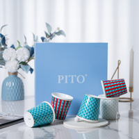 Tasses à café en porcelaine fine PITO, design luxueux, avec boîte cadeau, logo personnalisable, couleur personnalisable, qualité alimentaire, style traditionnel du Moyen-Orient
