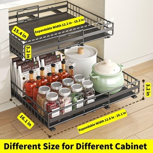 Mở rộng chiều rộng 3 Slide rails trượt ra ngăn kéo CuộN ra kệ kéo ra khỏi tủ tổ chức với chất kết dính cho Khung tủ - Product Image 3