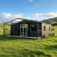 Maison conteneur préfabriquée moderne facile à installer, extensible, 20, 30 ou 40 pieds, 2 chambres, mini-maison, appartement intégré avec panneaux solaires