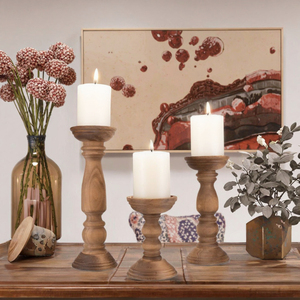 Wholesale Handmade Elegant Wooden Cylindrical <b>Candle</b> <b>Holder</b> Three-piece Set Solid Wood Home Decoration Wedding Banquet Desktop - Product Image 3
