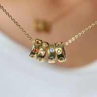 Collier pendentif breloque en zircon coloré plaqué or 18 carats avec 12 pierres de naissance pour femme - Idéal pour le dropshipping