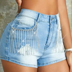 Shorts décontractés haut de gamme pour femmes, nouveaux jeans déchirés avec boutons et rivets, en denim imprimé personnalisé, respirants et élégants - Product Image 1