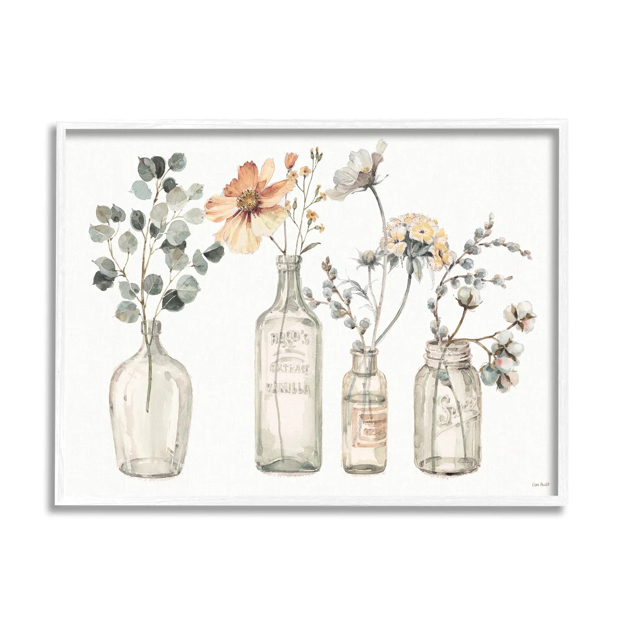 Vendita calda fiori antichi mazzi di fiori vaso di vetro dipinto incorniciato Art Design vaso di pittura di fiori e arte della parete per la decorazione della camera