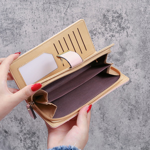 Cartera Larga de Mujer Estilo Coreano, Cuero PU con Diseño de Hojas Recortadas, Cierre de Cremallera y Broche - Product Image 2