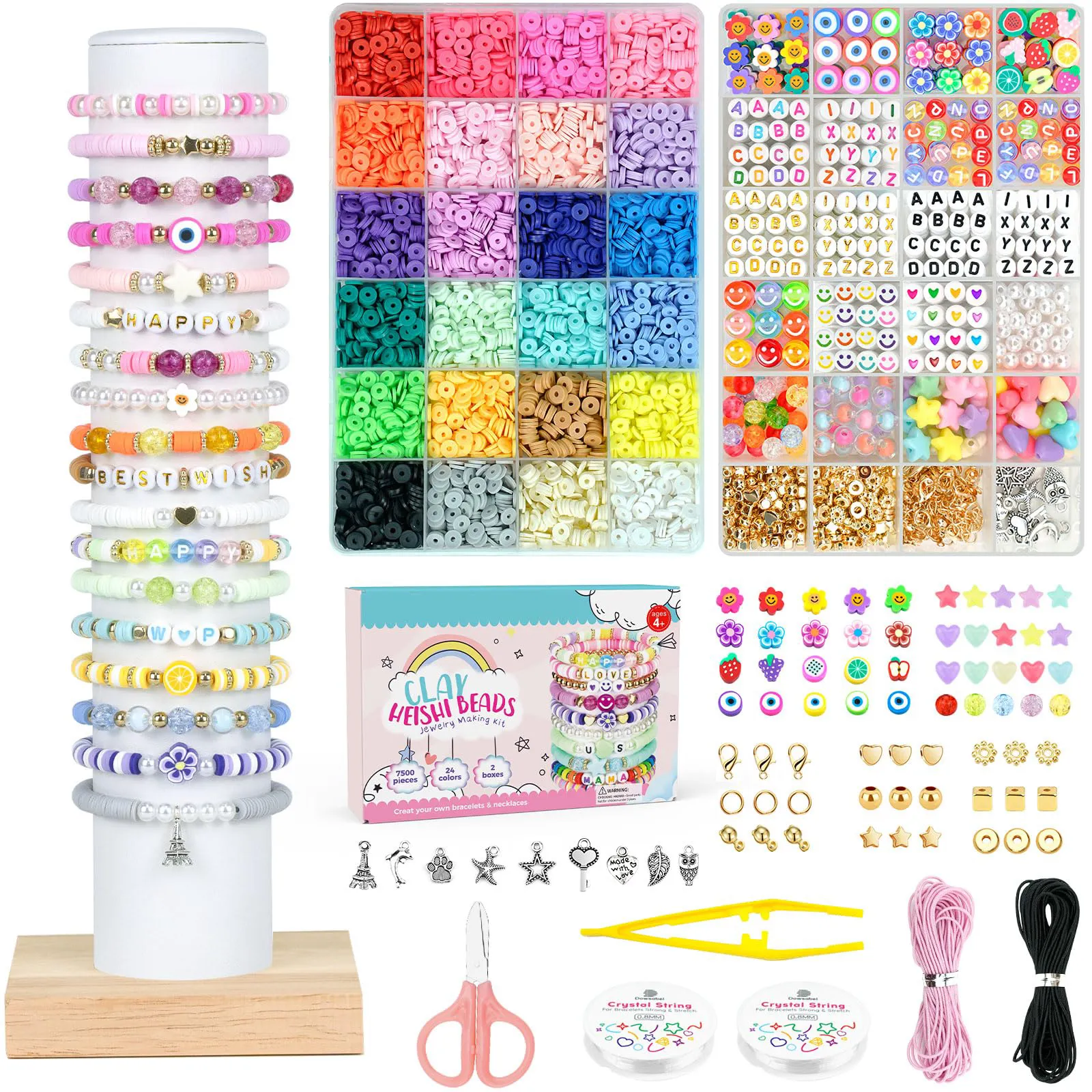 2024 Neues Design Reißperlen-Schmuckherstellung Geschenkspielzeug Polymer Ton Heishi-Perlen-Set für Reißarmband Handwerk-Herstellungs-Kits