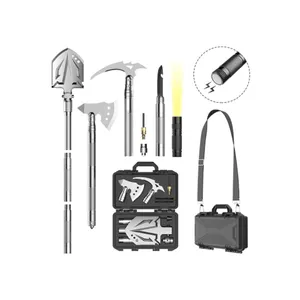 DOZ Outdoor Portable Steel Survival Camping Folding Shovel Axe Tool Set Kit With Box Bag