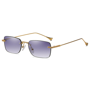 Gafas de Sol Sunway Personalizadas con Logotipo de Diseñador, Montura Cuadrada Pequeña Sin Aro, Estilo Punk Metálico para Hombre - Product Image 2