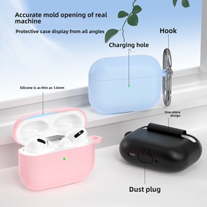 Étui de protection en silicone monobloc de couleur unie, compatible avec les <span class=keywords><strong>AirPods</strong></span> Pro 3, écologique, pour <span class=keywords><strong>AirPods</strong></span> 4 Pro2, épaisseur 1,6 mm - Product Image 2