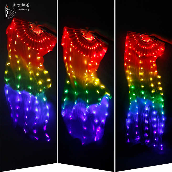 4 ベリーダンスショーシルクカラフル LED ファン ベリーダンスパフォ 4 ベリーダンスショーシルクカラフル LED ファン ベリーダンスパフォ