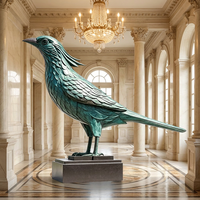 Élégante Statue de Pie en Bronze – Sculpture d'oiseau sauvage en bronze, fabriquée à la main par la méthode de la cire perdue