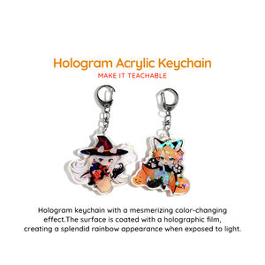 Gantungan Kunci Akrilik Kustom Personalisasi dengan Glitter Holografik Pelangi dan Epoxy Akrilik Transparan - Product Image 5