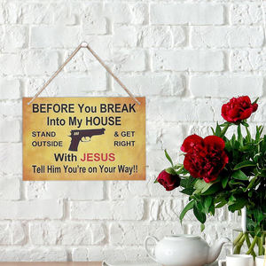 En stock américain en bois <span class=keywords><strong>humour</strong></span> avertissement Slogan liste créatif plaque de porte bar boutique décorations en bois carte de visite - Product Image 4