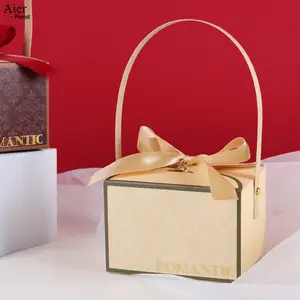 Ierflorist-Caja de regalo de dulces de boda, bolsa de red creativa con regalo de mano