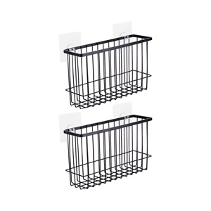 Paquete de 2 Cestas Organizadoras Autoadhesivas para Colgar Dentro del Armario de Cocina, con Tapas, para Almacenamiento en la Pared, para Despensa - Product Image 1
