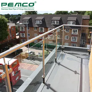 PEMCO Most Purchased Terrace Glass Post Balustrade Design Glass Railing Clip For Balcony