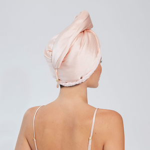 Asciugamano per Capelli in Seta di Gelso Reversibile Personalizzato, Turbante Asciugacapelli, Cuffia a Doppio Strato in Microfibra e Seta - Product Image 4