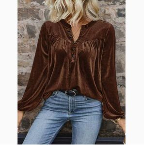 Blusas Holgadas de Terciopelo para Mujer, Tops de <span class=keywords><strong>Manga</strong></span> Larga para Otoño y Primavera, Casuales, Transpirables, Lisas - Product Image 1