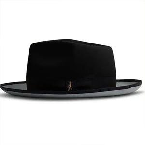 Unisex Tall Flat Crown Wool Felt Fedora <b>Hat</b> Wide Flat Brim Gentleman Formal Dress <b>Hat</b> With Small Pony Logo Vintage Jazz Top <b>Hat</b> - Product Image 1