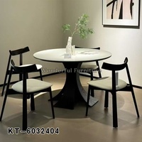 Table à manger ronde en pierre frittée de luxe léger, style rétro français, table ronde moderne minimaliste pour la maison avec base en bois massif