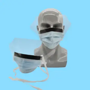 Tie Head Loop Facemask Colorful Lab Cleanroom Protective Custom Visor Disposable Face Mask With Eye Shield